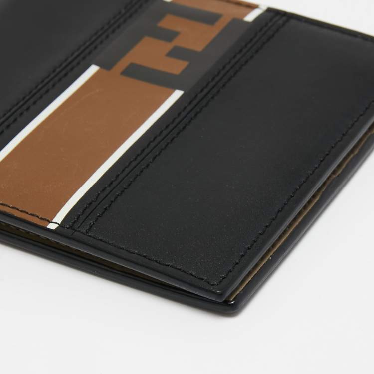 Pre Owned Fendi Black/Brown Zucca Leather Bifold Compact Wallet