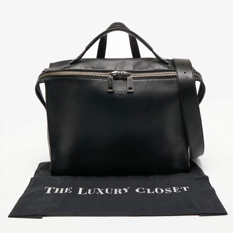 Pre Owned Fendi Black Leather Lui Briefcase