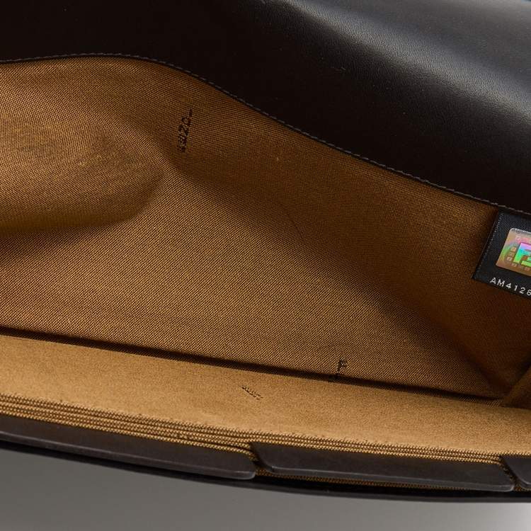 Pre Owned Fendi Brown Zucca Canvas and Leather Travel Clutch