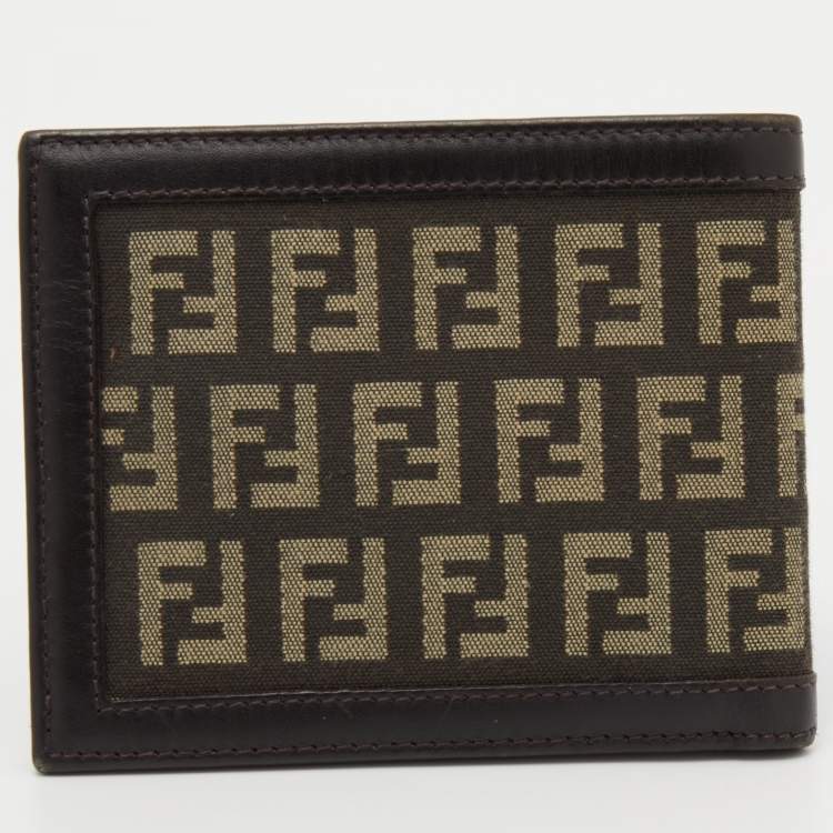 Pre Owned Fendi Brown Zucchino Canvas Bi-Fold Wallet