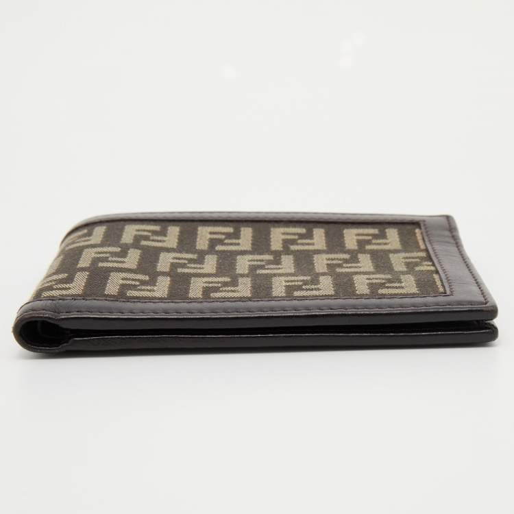 Pre Owned Fendi Brown Zucchino Canvas Bi-Fold Wallet