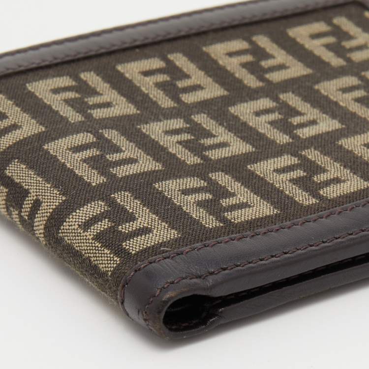 Pre Owned Fendi Brown Zucchino Canvas Bi-Fold Wallet