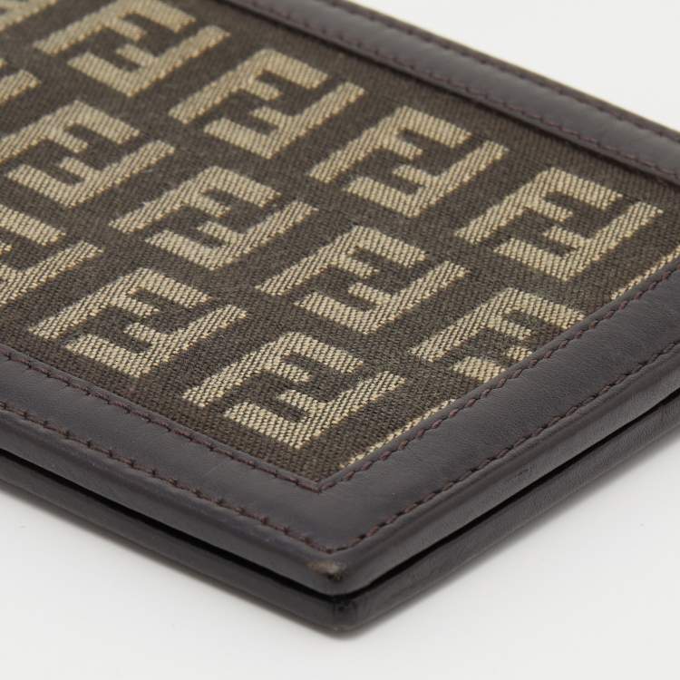 Pre Owned Fendi Brown Zucchino Canvas Bi-Fold Wallet