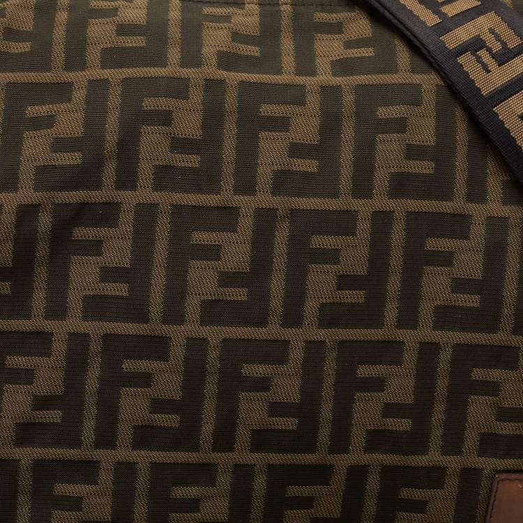 Pre Owned Fendi Brown Tobacco Zucca Nylon Messenger Bag