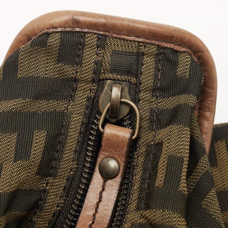 Pre Owned Fendi Brown Tobacco Zucca Nylon Messenger Bag