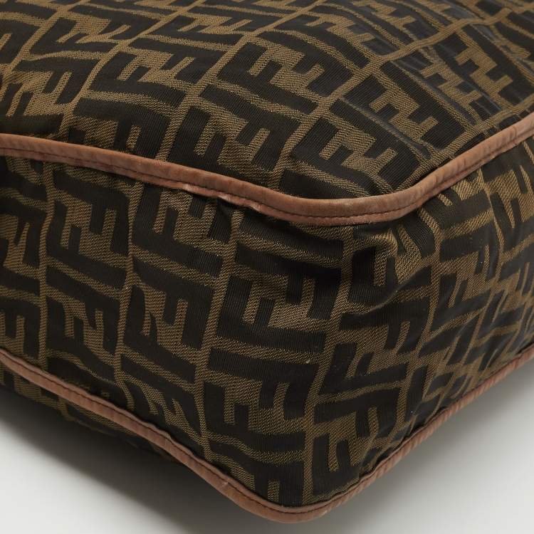Pre Owned Fendi Brown Tobacco Zucca Nylon Messenger Bag