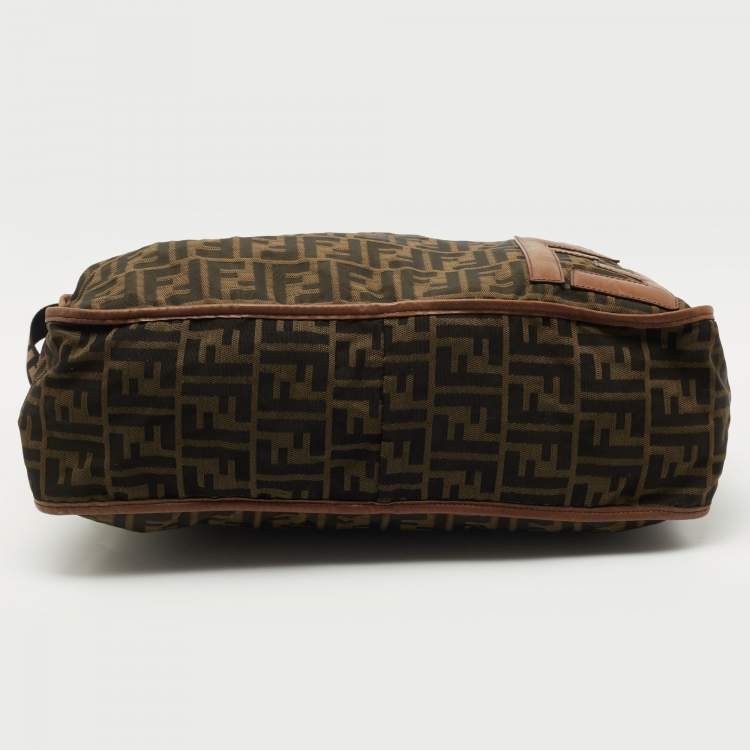 Pre Owned Fendi Brown Tobacco Zucca Nylon Messenger Bag
