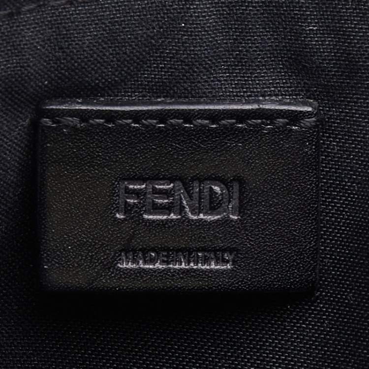 Pre Owned Fendi Grey Leather Zip Card Holder