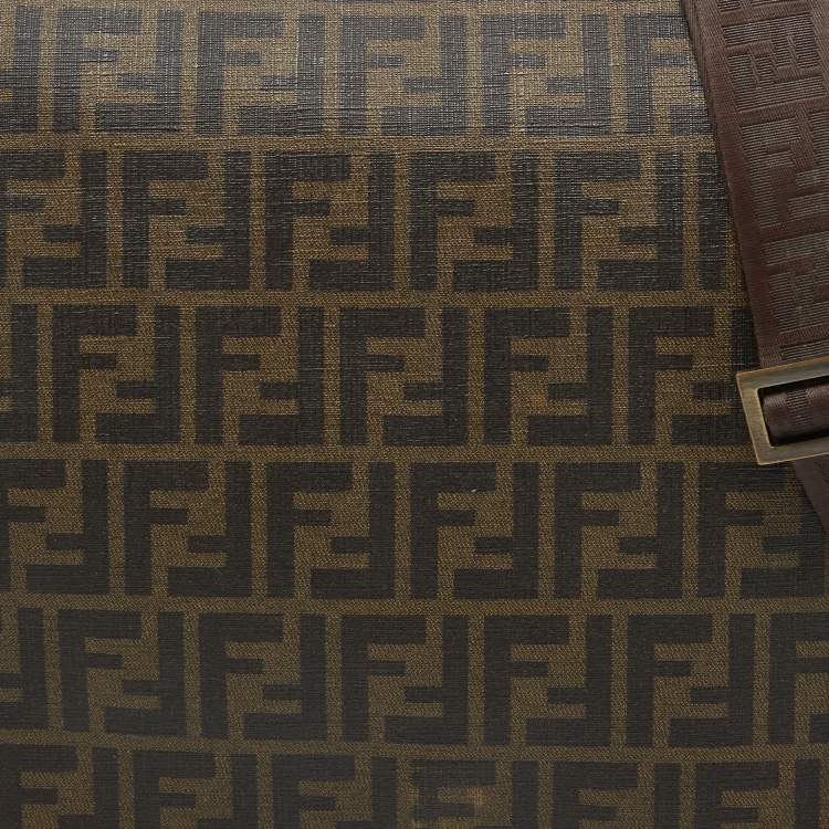 Pre Owned Fendi Tobacco Zucca Coated Canvas Spalmati Messenger Bag