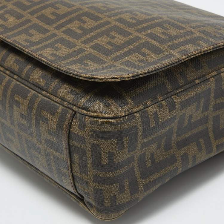 Pre Owned Fendi Tobacco Zucca Coated Canvas Spalmati Messenger Bag