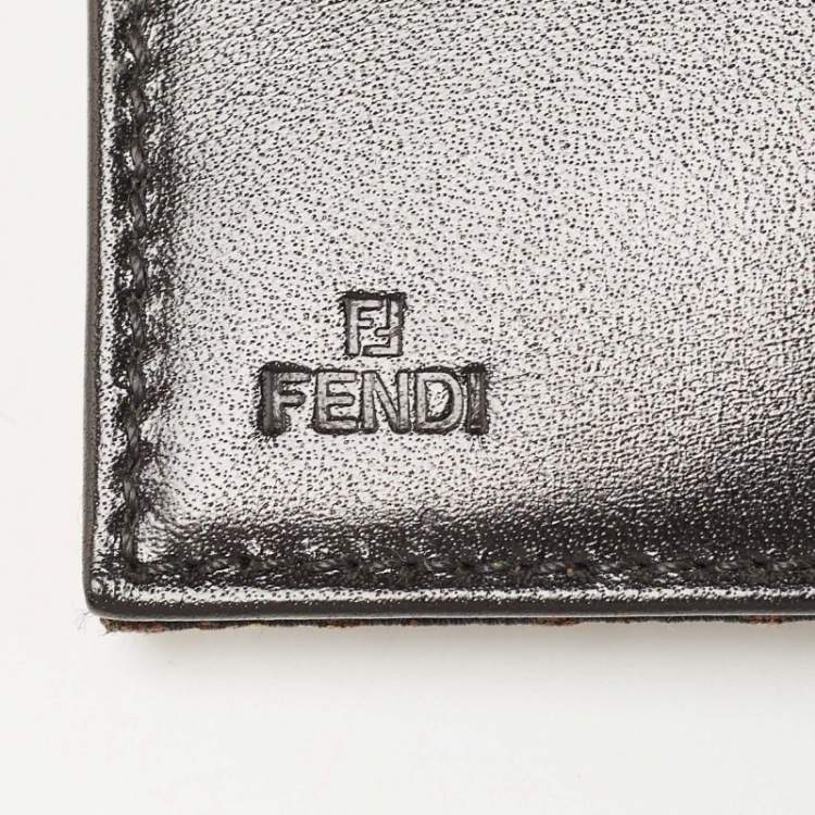 Pre Owned Fendi Black/Tobacco Zucca Canvas Bifold Wallet