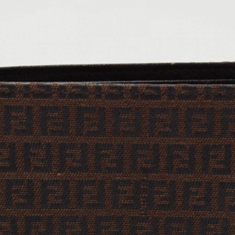 Pre Owned Fendi Black/Tobacco Zucca Canvas Bifold Wallet