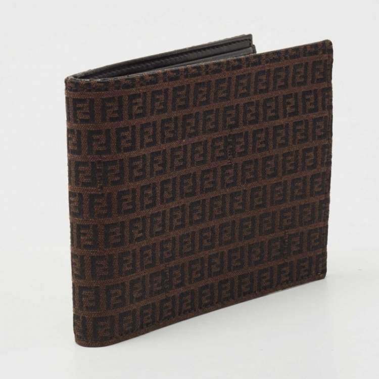 Pre Owned Fendi Black/Tobacco Zucca Canvas Bifold Wallet