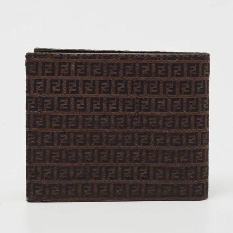 Pre Owned Fendi Black/Tobacco Zucca Canvas Bifold Wallet