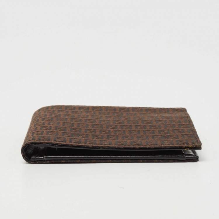 Pre Owned Fendi Black/Tobacco Zucca Canvas Bifold Wallet