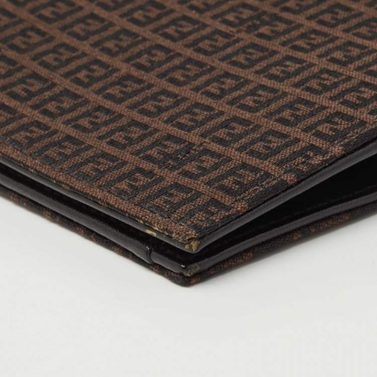 Pre Owned Fendi Black/Tobacco Zucca Canvas Bifold Wallet