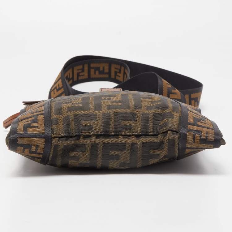 Pre Owned Fendi Tobacco Zucca Canvas and Leather Flat Messenger Bag