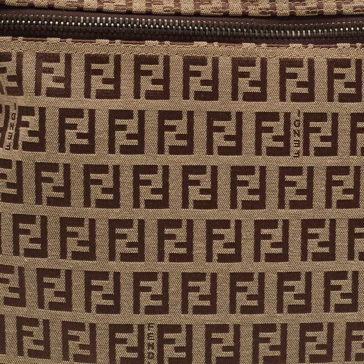 Pre Owned Fendi Beige Zuchinno Canvas Zip Pouch
