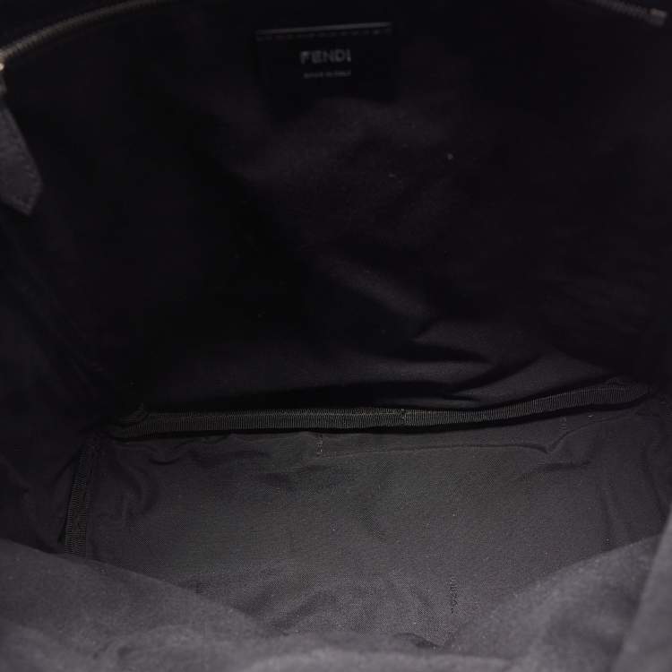 Pre Owned Fendi Blue/Black FF Jacquard Fabric Medium Drawstring Backpack