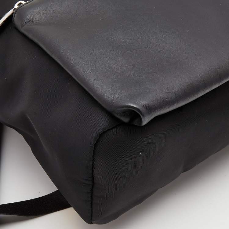 Pre Owned Fendi Black Nylon and Leather Mono Eye Bug Backpack