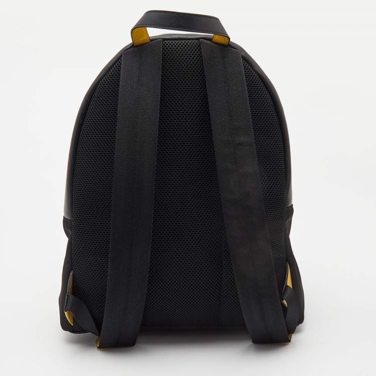 Pre Owned Fendi Black Nylon and Leather Mono Eye Bug Backpack