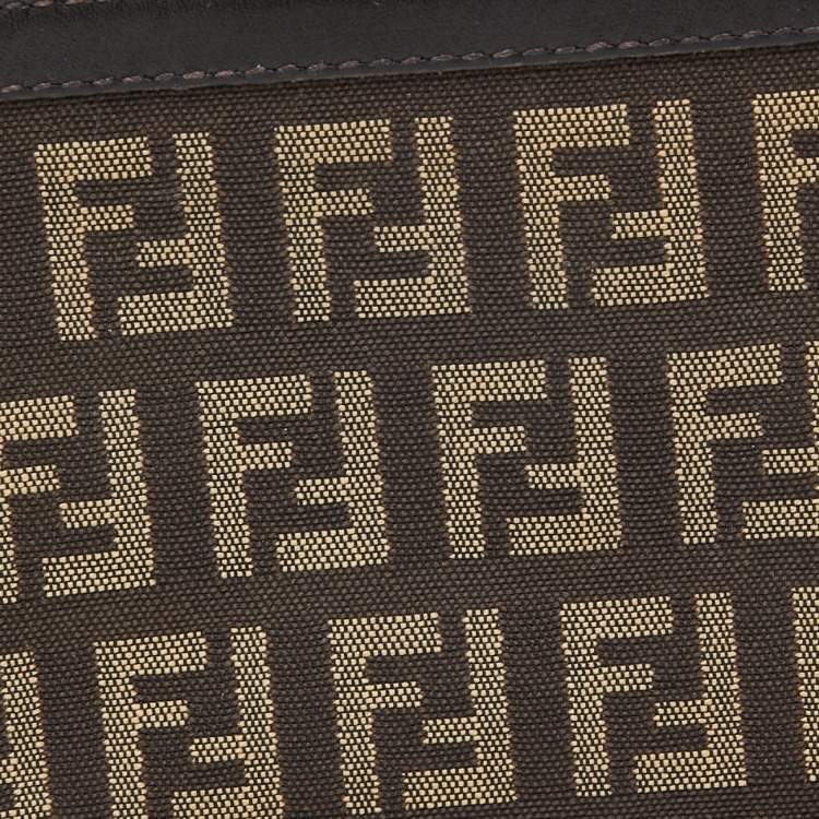 Pre Owned Fendi Brown/Beige Zucchino Canvas and Leather Bifold Wallet