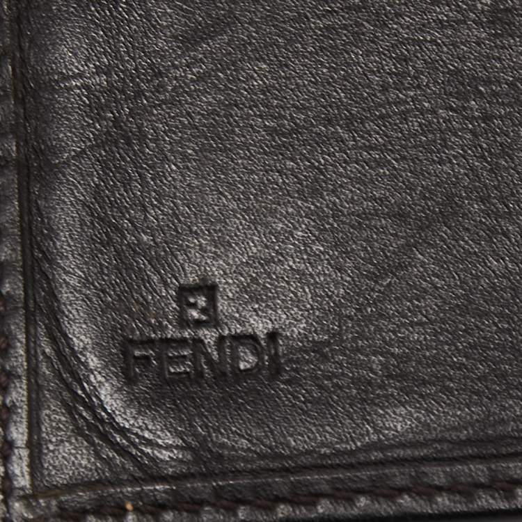 Pre Owned Fendi Brown/Beige Zucchino Canvas and Leather Bifold Wallet