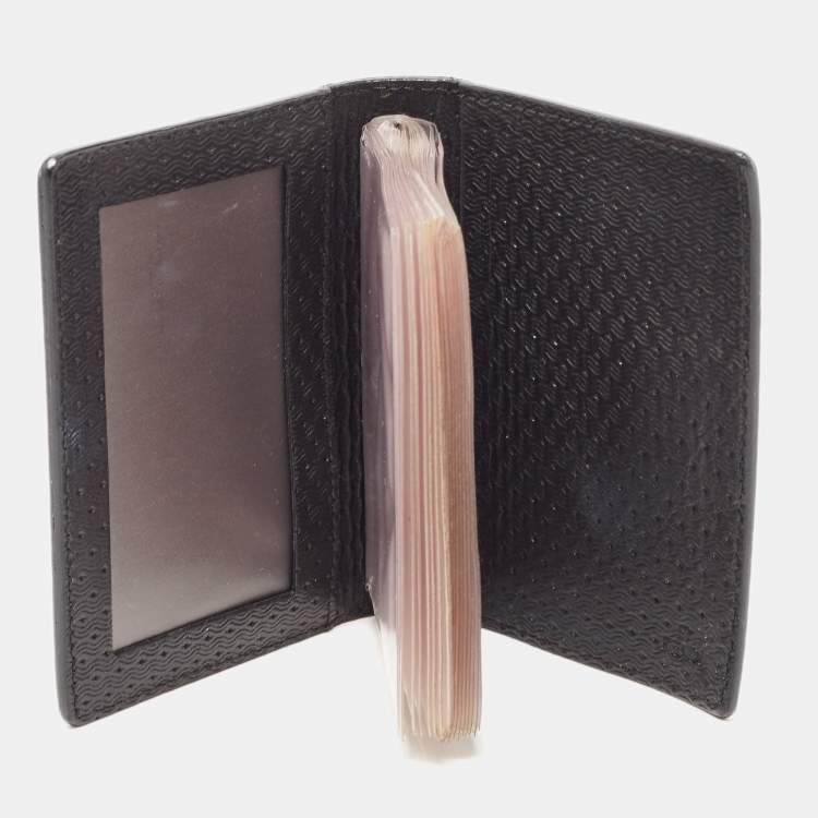 Pre Owned Fendi Black Textured Leather Bifold Card Case 