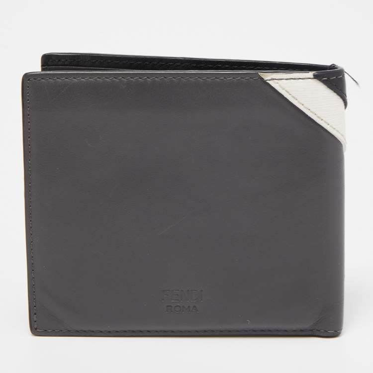 Pre Owned Fendi Tri Color Leather Bag Bugs Eyes Bifold Wallet