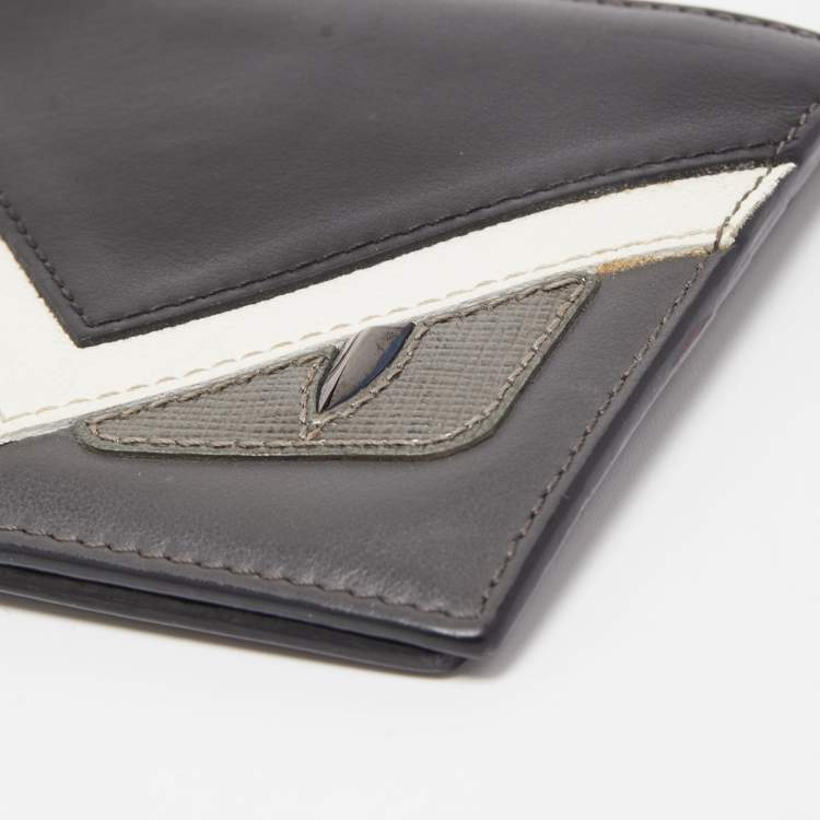 Pre Owned Fendi Tri Color Leather Bag Bugs Eyes Bifold Wallet