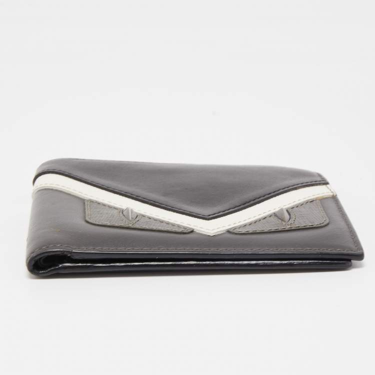 Pre Owned Fendi Tri Color Leather Bag Bugs Eyes Bifold Wallet