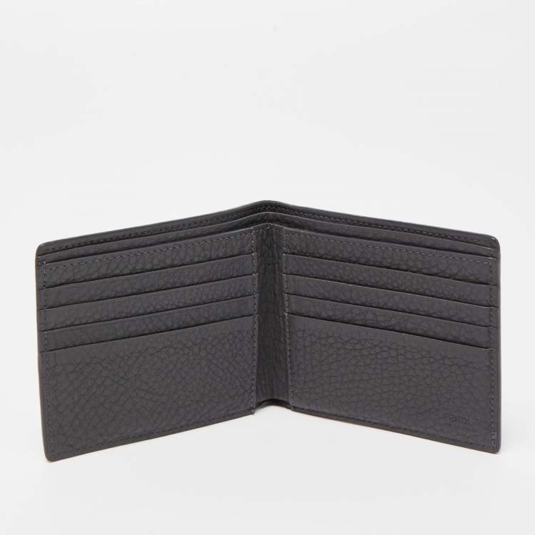 Pre Owned Fendi Grey Leather Roman Bifold Wallet