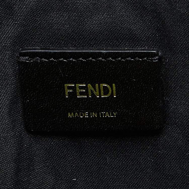 Pre Owned Fendi Yellow/Black Leather Monster Eyes Zip Pouch