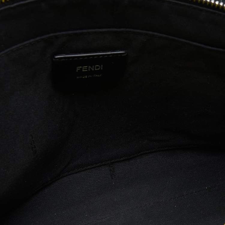 Pre Owned Fendi Yellow/Black Leather Monster Eyes Zip Pouch