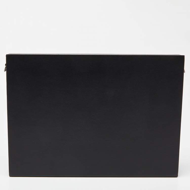 Pre Owned Fendi Black Leather Box Messenger Bag