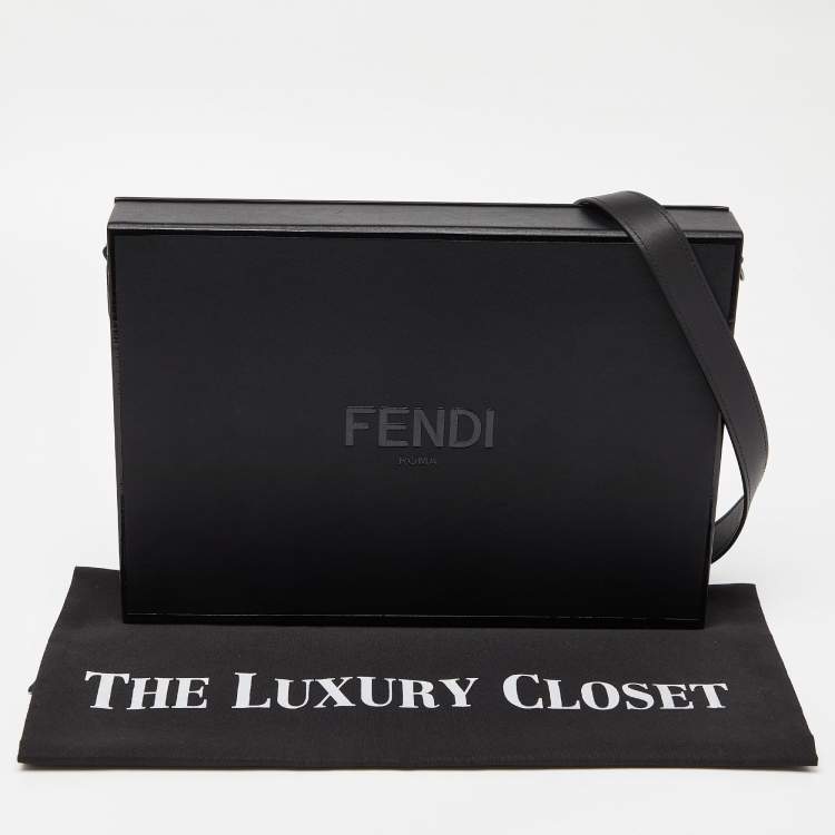 Pre Owned Fendi Black Leather Box Messenger Bag