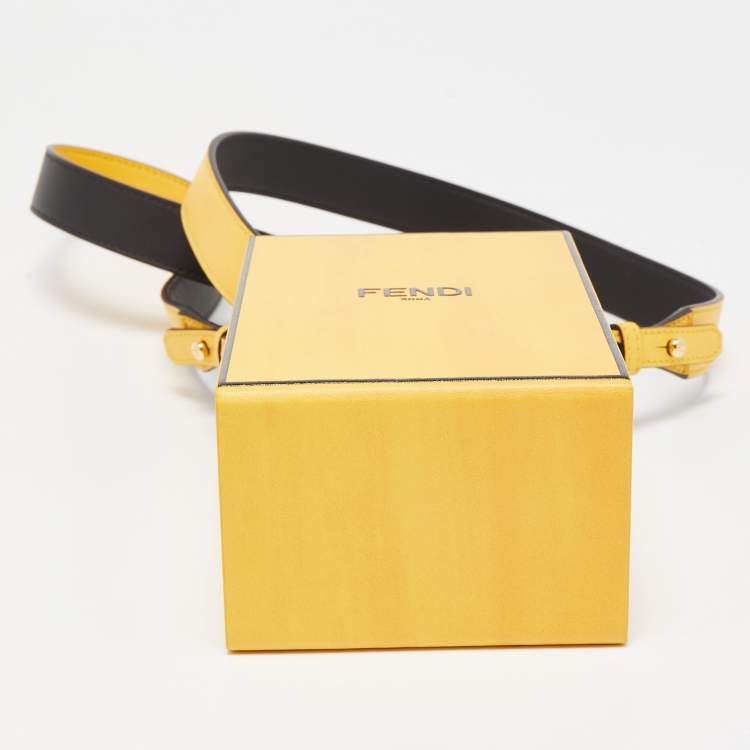 Pre Owned Fendi Yellow Leather Logo Vertical Box Crossbody Bag