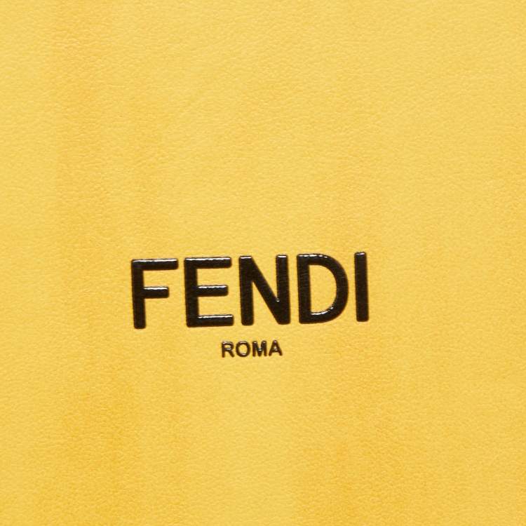 Pre Owned Fendi Yellow Leather Logo Vertical Box Crossbody Bag