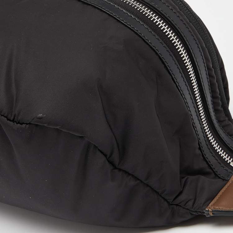Pre Owned Fendi Black Nylon,Knit Fabric and Leather Mono Eye Bug Backpack