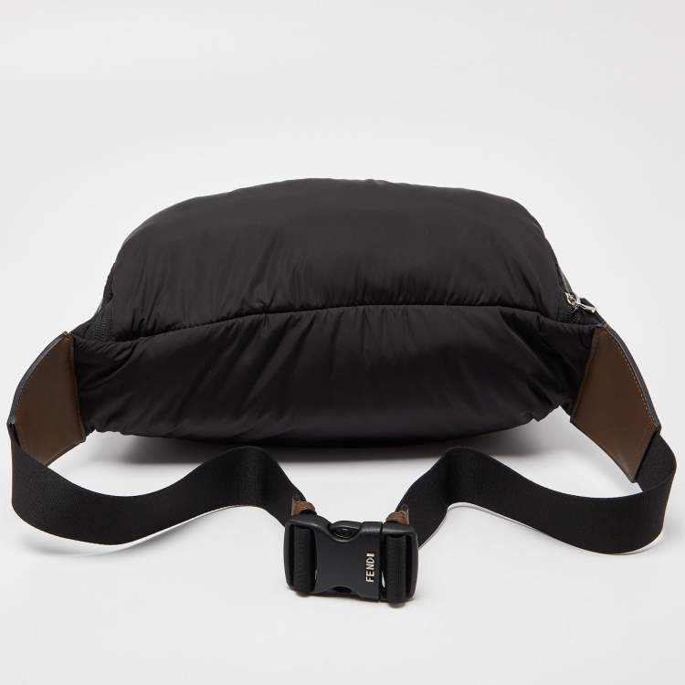Pre Owned Fendi Black Nylon,Knit Fabric and Leather Mono Eye Bug Backpack