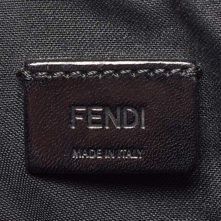 Pre Owned Fendi Black Leather Vocabulary 3D Logo Zip Pouch