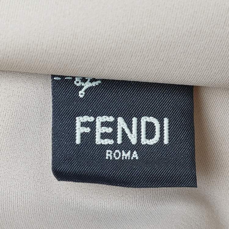 Pre Owned Fendi Off White/Tan Coated Canvas and Leather Medium Peekaboo Defender Pouch