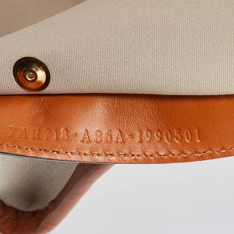 Pre Owned Fendi Off White/Tan Coated Canvas and Leather Medium Peekaboo Defender Pouch