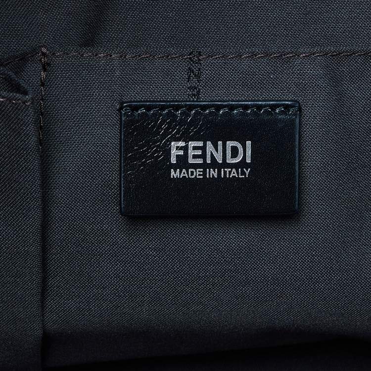 Pre Owned Fendi Black Zucca Coated Canvas and Leather Large Vertical Tote