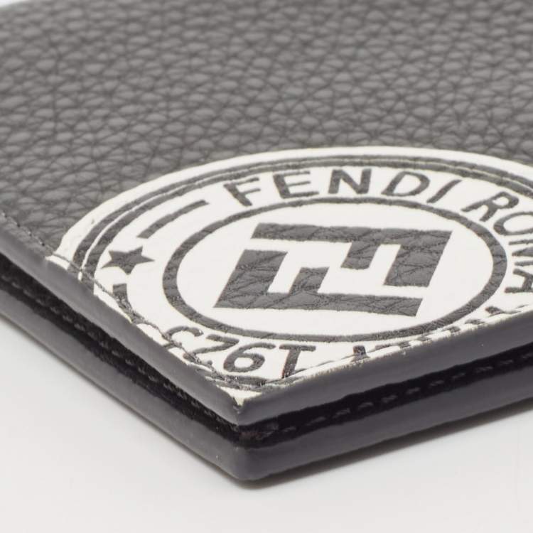 Pre Owned Fendi Grey Leather Roman Bifold Wallet