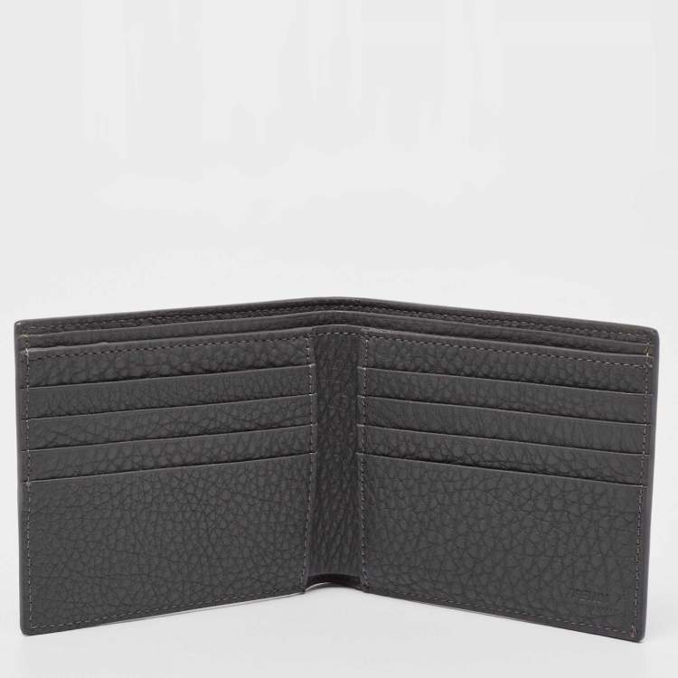 Pre Owned Fendi Grey Leather Roman Bifold Wallet