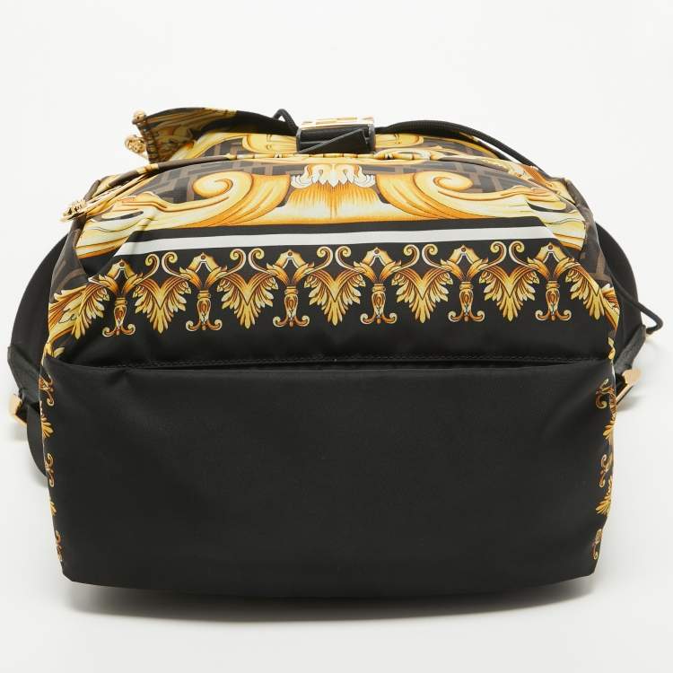 Pre Owned Fendi x Versace Multicolor Printed Barocco Nylon Backpack