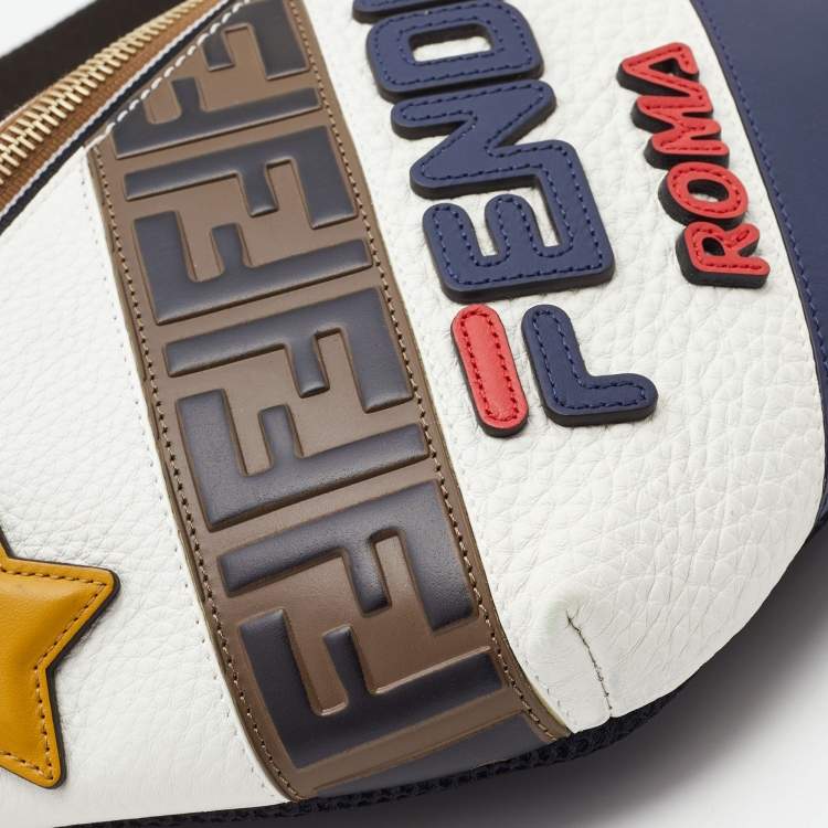 Pre Owned Fendi x Fila White/Multicolor Leather Belt Bag