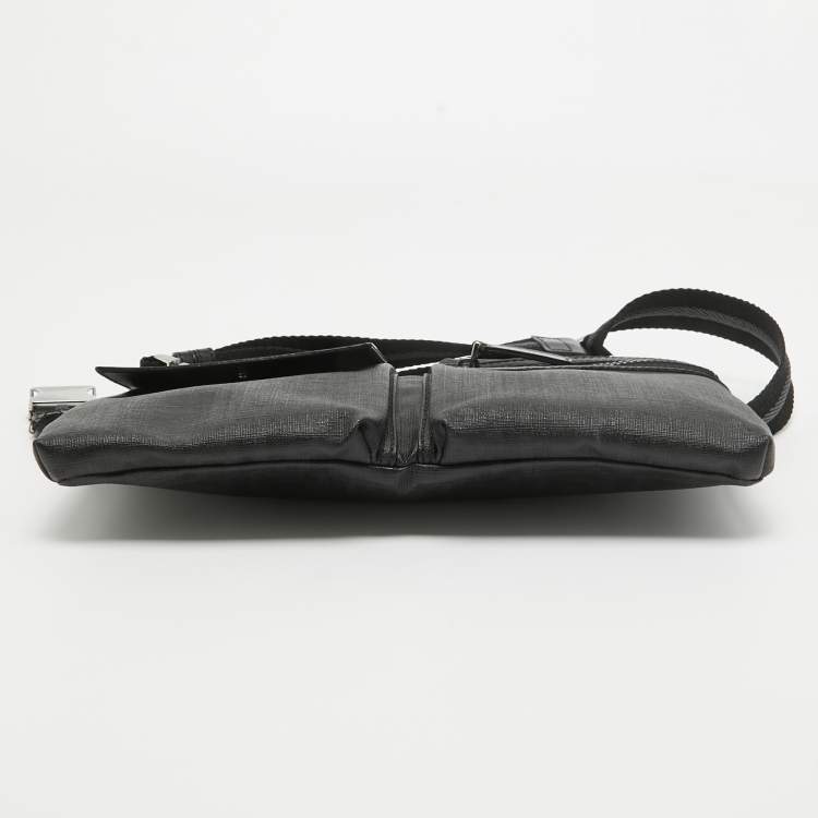 Pre Owned Fendi Black Zucca Coated Canvas Belt Bag