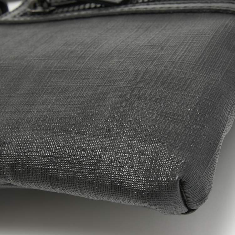 Pre Owned Fendi Black Zucca Coated Canvas Belt Bag